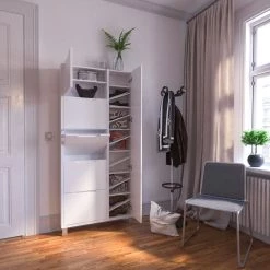 Fredriks Armoire à chaussures MiPuro - Blanc - Porte avec miroir sur la droite -Vestiaires Soldes 1000007072 180606 12514106 MOOD GALLERYIMAGES P000000001000007072 mood