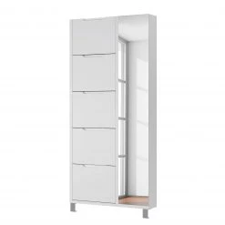 Fredriks Armoire à chaussures MiPuro - Blanc - Porte avec miroir sur la droite