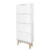 Mørteens Meuble à chaussures Lindholm - Partiellement en chêne massif - Blanc - Hauteur : 165 cm
