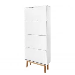 Mørteens Meuble à chaussures Lindholm - Partiellement en chêne massif - Blanc - Hauteur : 165 cm