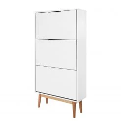 Mørteens Meuble à chaussures Lindholm - Partiellement en chêne massif - Blanc - Hauteur : 130 cm