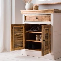 Maison Belfort Meuble à chaussures Newhaven - Manguier partiellement massif - Manguier / Blanc -Vestiaires Soldes 1000050935 200225 06102700009 MOOD DETAILS P000000001000050935 mood