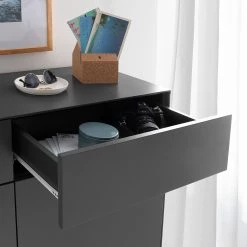 Mørteens Meuble à chaussures Lindholm II - Partiellement en chêne massif - Gris -Vestiaires Soldes 1000119255 190214 13124500004 GALLERYIMAGES P000000001000119255