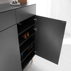 Mørteens Meuble à chaussures Lindholm II - Partiellement en chêne massif - Gris -Vestiaires Soldes 1000119255 190214 13124500005 GALLERYIMAGES P000000001000119255