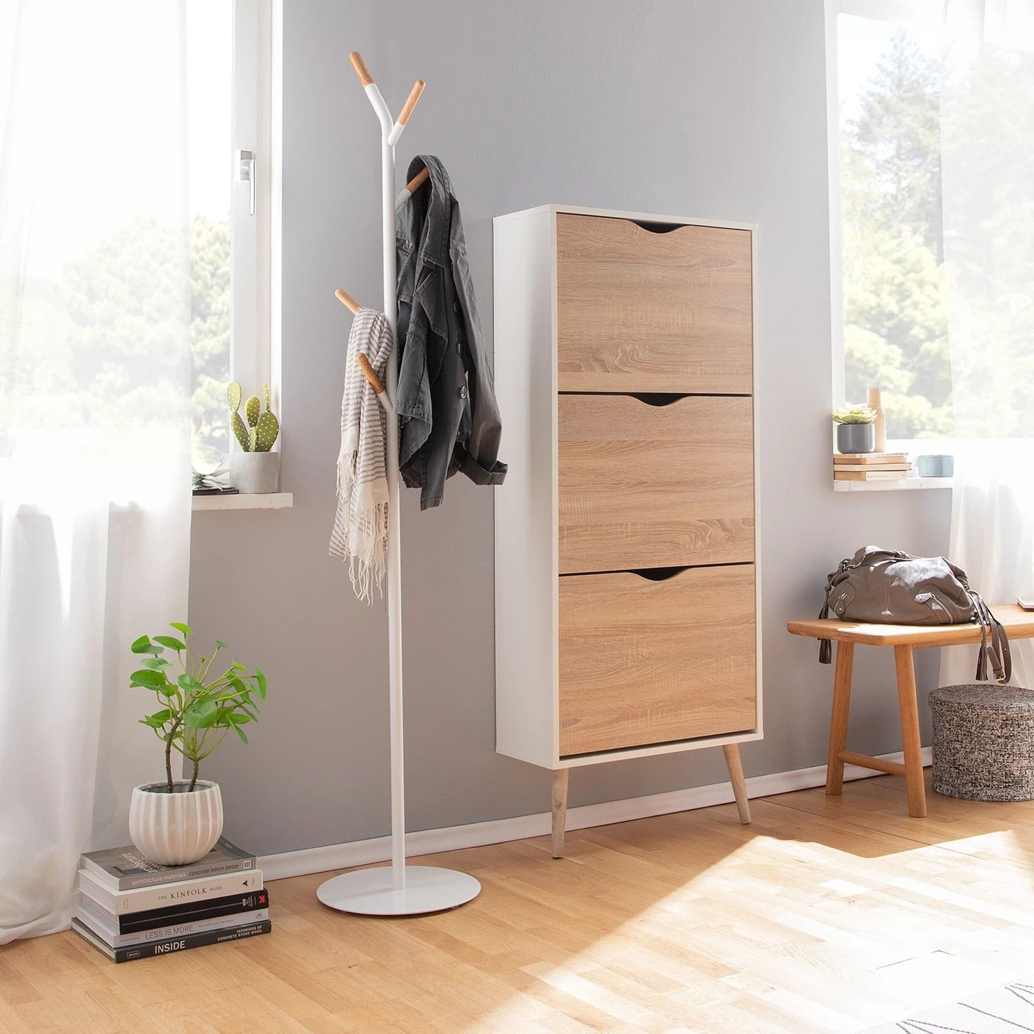 Mørteens Meuble à chaussures Sunndal - Imitation chêne / Hévéa 2 Mørteens Meuble à chaussures Sunndal - Imitation chêne / Hévéa – Image 2