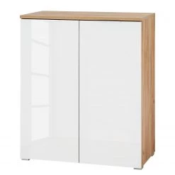 Germania Meubles à chaussures Telde II - Blanc brillant / Imitation chêne de Navarre