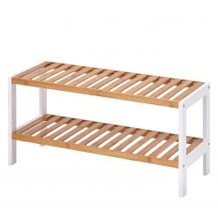 Zeller Étagère à chaussures Motala I - Partiellement en bambou massif - Blanc / Bambou