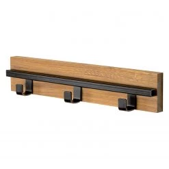 Red Living Porte-manteau mural Danville ll - Chêne massif / Acier - Chêne / Noir