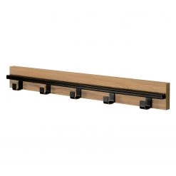 Red Living Porte-manteau mural Danville l - Chêne massif / Acier - Chêne / Noir