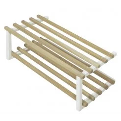 Red Living Étagère à chaussures Norton - Chêne massif / Acier - Chêne / Blanc