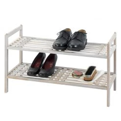 WENKO Étagère à chaussures Norway - Noyer massif - Noyer blanc -Vestiaires Soldes 1000138146 181112 08283834 GALLERYIMAGES P000000001000138146