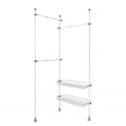WENKO Penderie télescopique Herkules Duo - Acier - Blanc