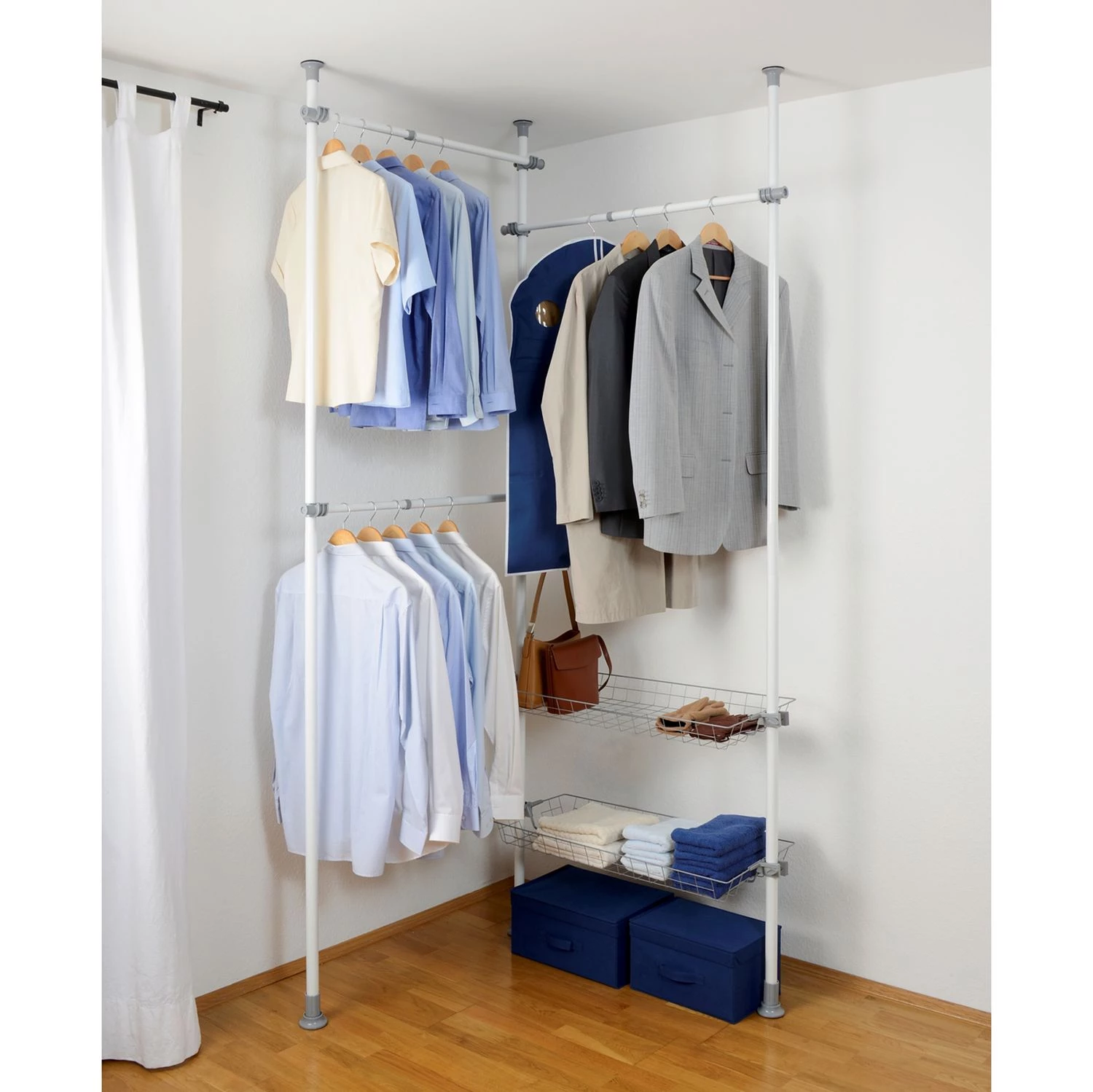 WENKO Penderie télescopique Herkules Duo - Acier - Blanc 2 WENKO Penderie télescopique Herkules Duo - Acier - Blanc – Image 2