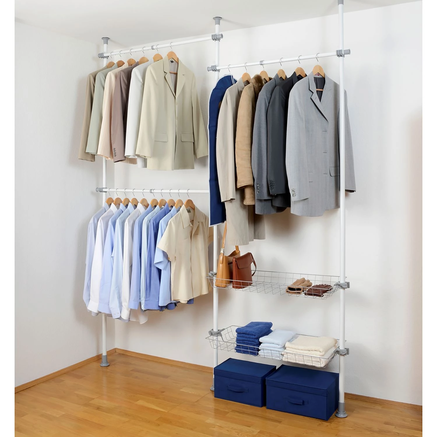 WENKO Penderie télescopique Herkules Duo - Acier - Blanc 4 WENKO Penderie télescopique Herkules Duo - Acier - Blanc – Image 4