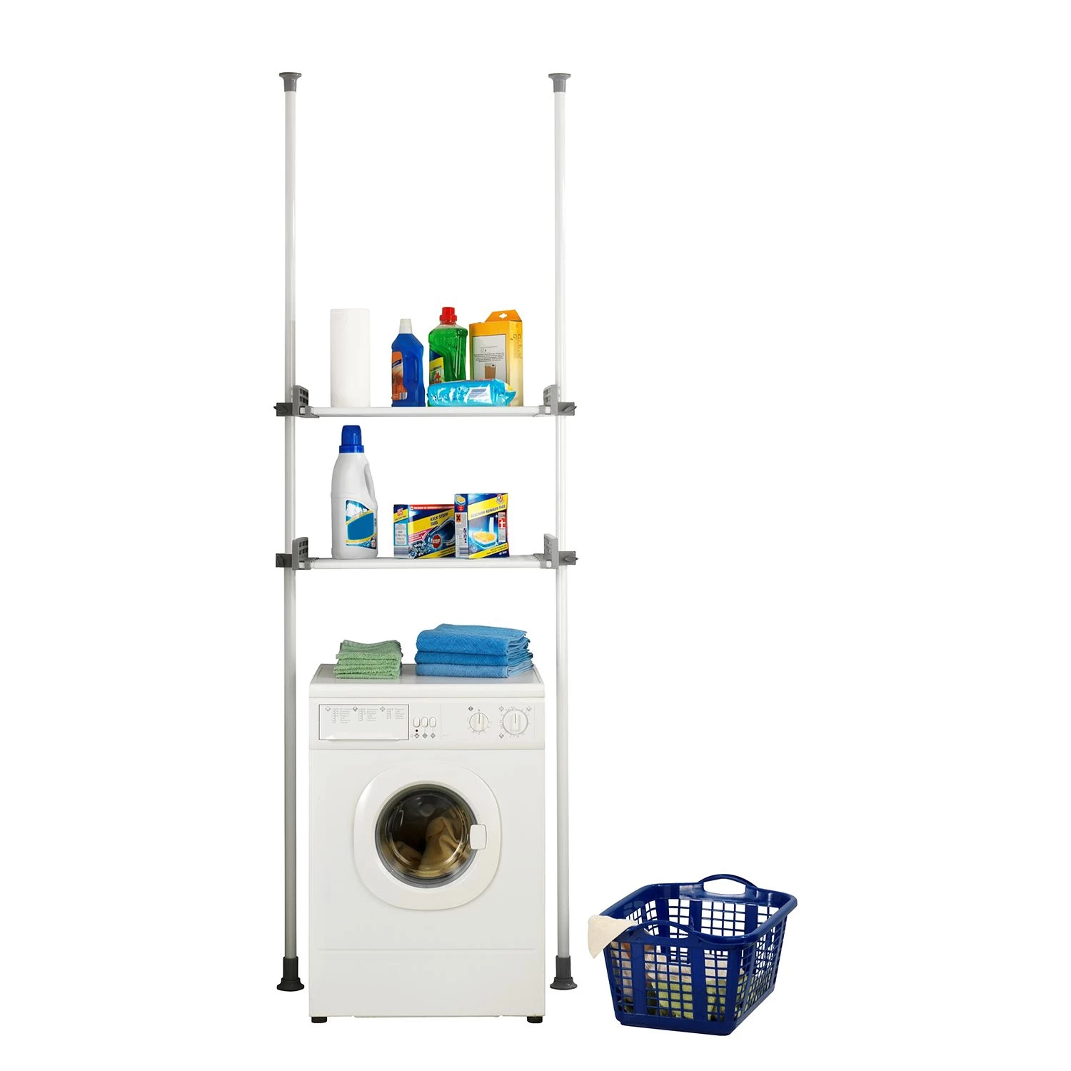 WENKO Étagère télescopique Herkules Twin - Acier - Blanc 1 WENKO Étagère télescopique Herkules Twin - Acier - Blanc