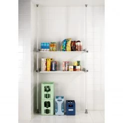 WENKO Étagère télescopique Herkules Twin - Acier - Blanc 9 WENKO Étagère télescopique Herkules Twin - Acier - Blanc -Vestiaires Soldes 1000138154 181112 08283967 GALLERYIMAGES P000000001000138154