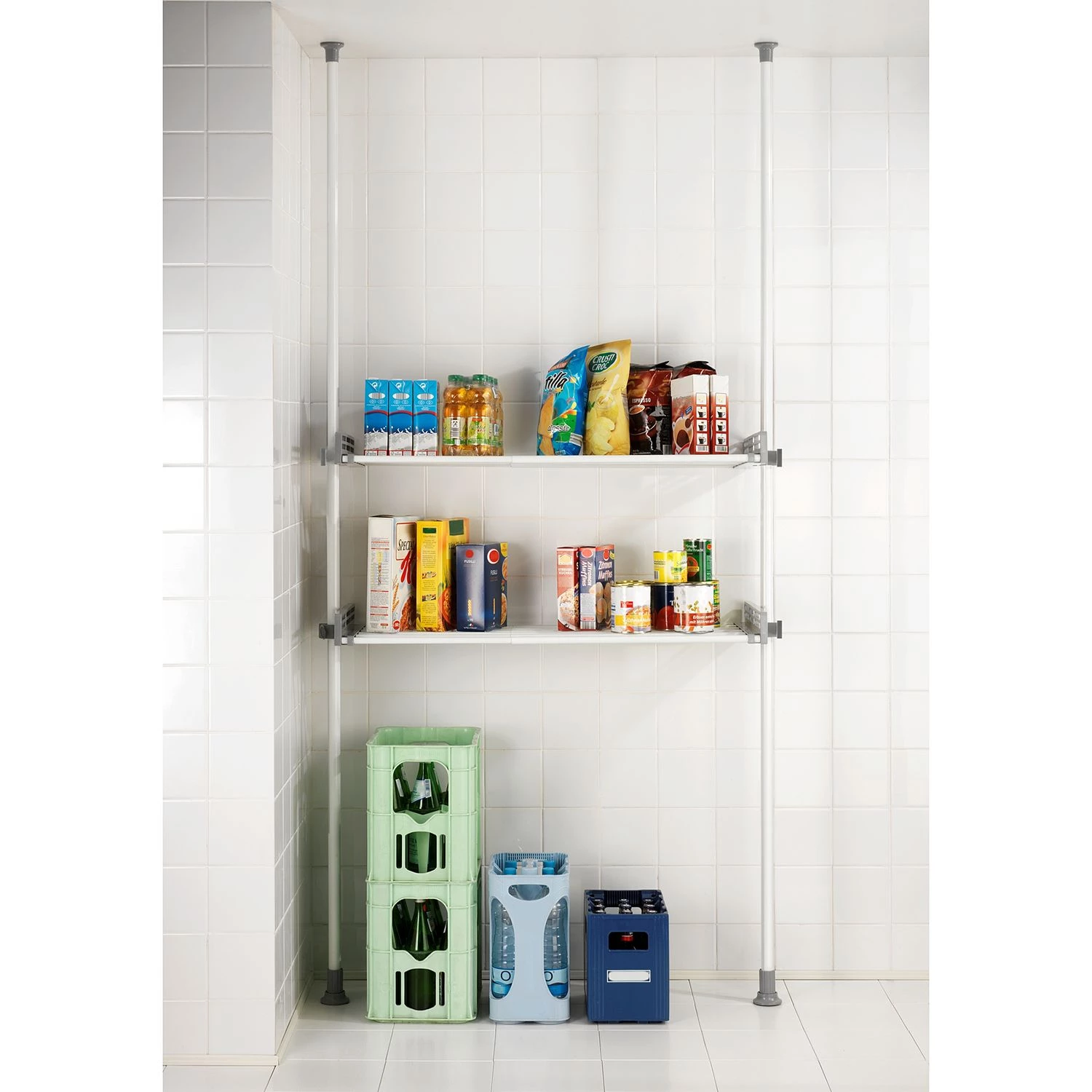 WENKO Étagère télescopique Herkules Twin - Acier - Blanc 4 WENKO Étagère télescopique Herkules Twin - Acier - Blanc – Image 4