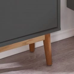 Mørteens Meuble à chaussures Lindholm - Partiellement en chêne massif - Gris - Hauteur : 130 cm -Vestiaires Soldes 1000139401 190206 07020600004 GALLERYIMAGES P000000001000139401