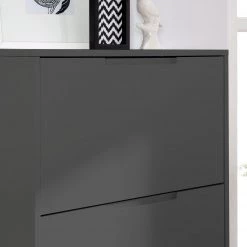 Mørteens Meuble à chaussures Lindholm - Partiellement en chêne massif - Gris - Hauteur : 165 cm -Vestiaires Soldes 1000139406 190206 07020800011 GALLERYIMAGES P000000001000139406