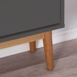 Mørteens Meuble à chaussures Lindholm - Partiellement en chêne massif - Gris - Hauteur : 165 cm -Vestiaires Soldes 1000139406 190206 07020800014 GALLERYIMAGES P000000001000139406