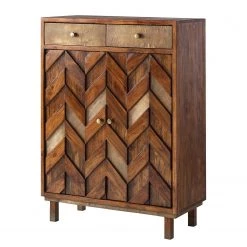 Ars manufacti Armoire à chaussures Yao - Acacia massif / Métal - Acacia / Doré