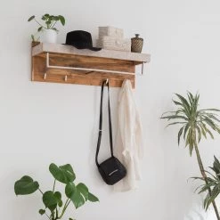 Ars manufacti Porte-manteaux mural Buuda - Partiellement en acacia massif - Acacia / Écru -Vestiaires Soldes 1000145840 190626 09452000002 MOOD GALLERYIMAGES P000000001000145840 mood