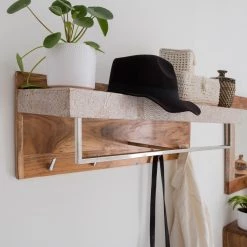 Ars manufacti Porte-manteaux mural Buuda - Partiellement en acacia massif - Acacia / Écru -Vestiaires Soldes 1000145840 190626 09452000004 GALLERYIMAGES P000000001000145840