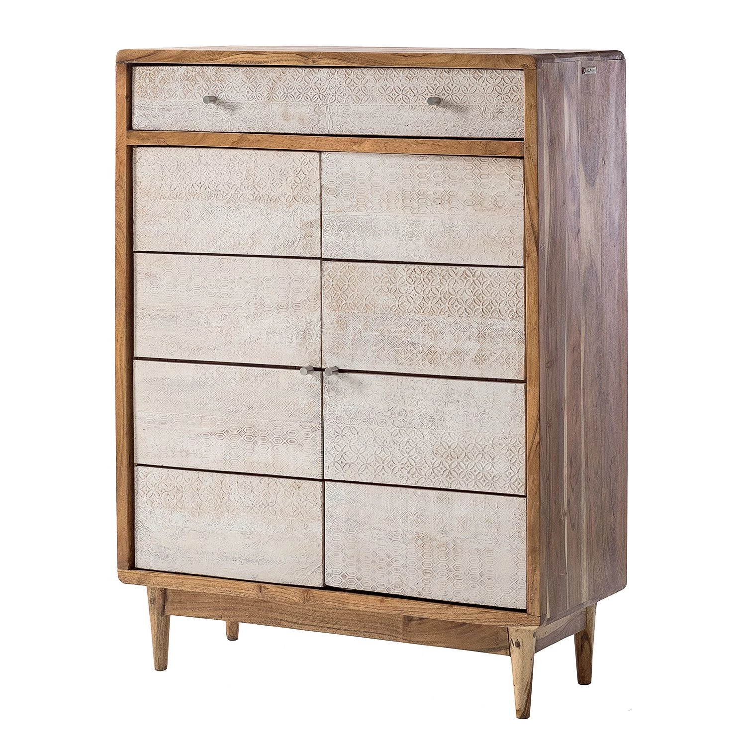 Ars manufacti Meuble à chaussures Buuda - Partiellement en acacia massif - Écru / Acacia 1 Ars manufacti Meuble à chaussures Buuda - Partiellement en acacia massif - Écru / Acacia