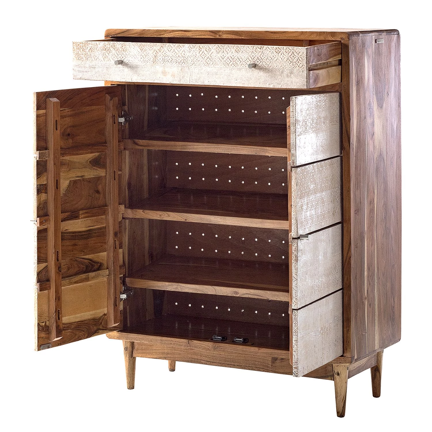 Ars manufacti Meuble à chaussures Buuda - Partiellement en acacia massif - Écru / Acacia 8 Ars manufacti Meuble à chaussures Buuda - Partiellement en acacia massif - Écru / Acacia – Image 8