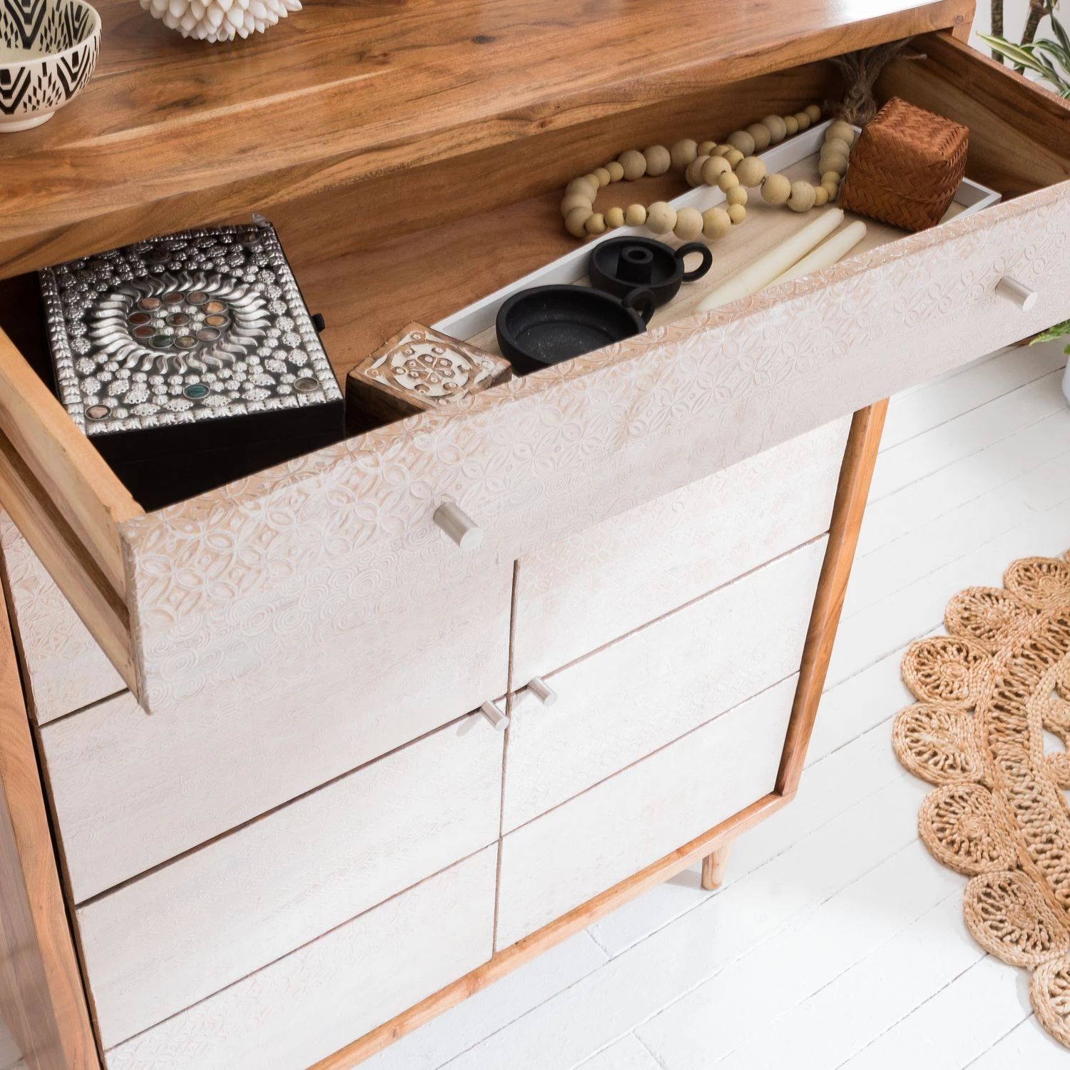 Ars manufacti Meuble à chaussures Buuda - Partiellement en acacia massif - Écru / Acacia 13 Ars manufacti Meuble à chaussures Buuda - Partiellement en acacia massif - Écru / Acacia – Image 13