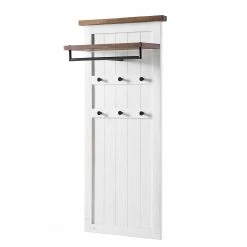 Maison Belfort Porte-manteaux mural Balignton - Pin massif / Métal - Pin / Blanc
