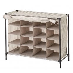 Zeller Étagère à chaussures Mayu II - Métal / Intissé - Noir / Beige