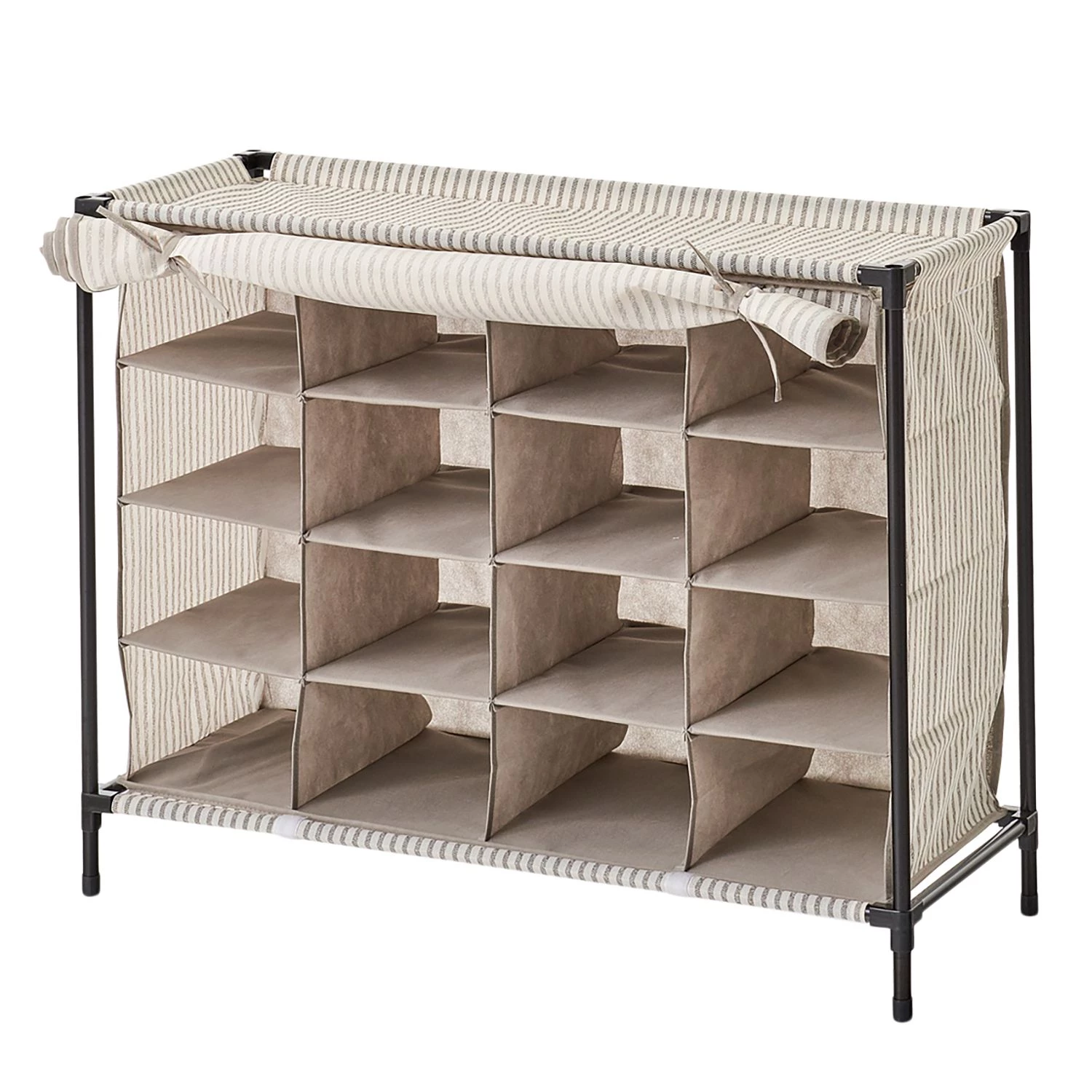 Zeller Étagère à chaussures Mayu II - Métal / Intissé - Noir / Beige 1 Zeller Étagère à chaussures Mayu II - Métal / Intissé - Noir / Beige