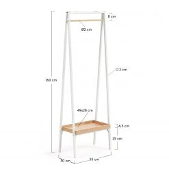 Norrwood Porte-manteaux Lugarno II - Blanc / Placage chêne -Vestiaires Soldes 1000152399 190110 15035100007 GALLERYIMAGES P000000001000152399