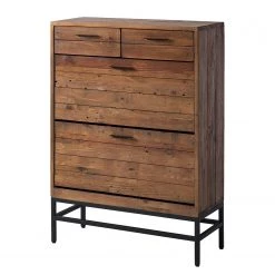 Ars manufacti Meuble à chaussures Grasby - Pin massif / Métal - Pin / Noir