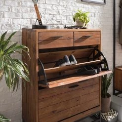 Ars manufacti Meuble à chaussures Grasby - Pin massif / Métal - Pin / Noir -Vestiaires Soldes 1000152795 200504 06554300020 DETAILS P000000001000152795