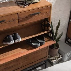 Ars manufacti Meuble à chaussures Grasby - Pin massif / Métal - Pin / Noir -Vestiaires Soldes 1000152795 200504 06554500024 DETAILS P000000001000152795