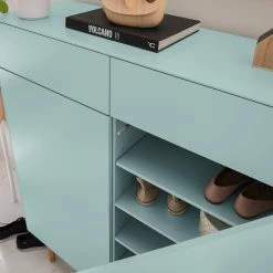 Mørteens Meuble à chaussures Lindholm II - Partiellement en chêne massif - Vert menthe -Vestiaires Soldes 1000153430 200217 15312600065 DETAILS P000000001000153430