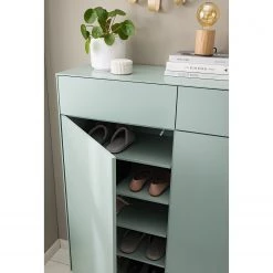 Mørteens Meuble à chaussures Lindholm II - Partiellement en chêne massif - Vert menthe -Vestiaires Soldes 1000153430 200916 16053800028 DETAILS P000000001000153430