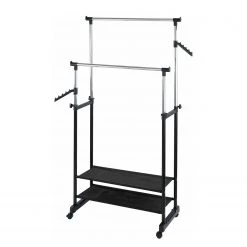 WENKO Portant à vêtements All In - Métal - Chrome / Noir