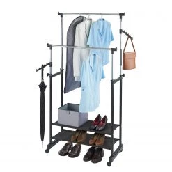 WENKO Portant à vêtements All In - Métal - Chrome / Noir 8 WENKO Portant à vêtements All In - Métal - Chrome / Noir -Vestiaires Soldes 1000155800 190204 17251600104 GALLERYIMAGES P000000001000155800