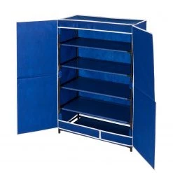 WENKO Meuble à chaussures en tissu Air - Fibres synthétiques / Métal - Bleu / Noir -Vestiaires Soldes 1000155809 190204 17251800135 GALLERYIMAGES P000000001000155809