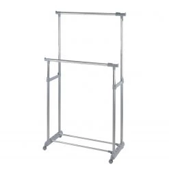 WENKO Portant à vêtements Twin - Métal - Chrome / Gris
