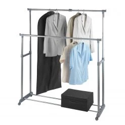 WENKO Portant à vêtements Twin - Métal - Chrome / Gris -Vestiaires Soldes 1000155813 190204 17251900154 GALLERYIMAGES P000000001000155813