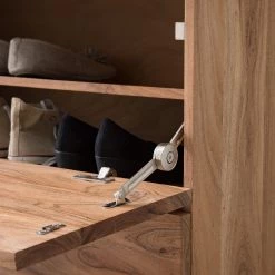 Ars Natura Meuble à chaussures Vardo - Acacia massif / Métal - Acacia / Noir -Vestiaires Soldes 1000166805 200724 06193200025 MOOD DETAILS P000000001000166805 mood