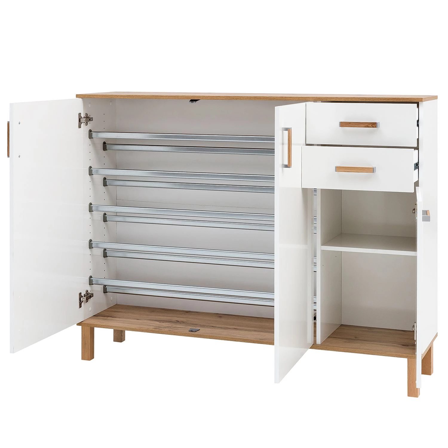 Schildmeyer Meuble à chaussures Padua - Blanc / Chêne 4 Schildmeyer Meuble à chaussures Padua - Blanc / Chêne – Image 4