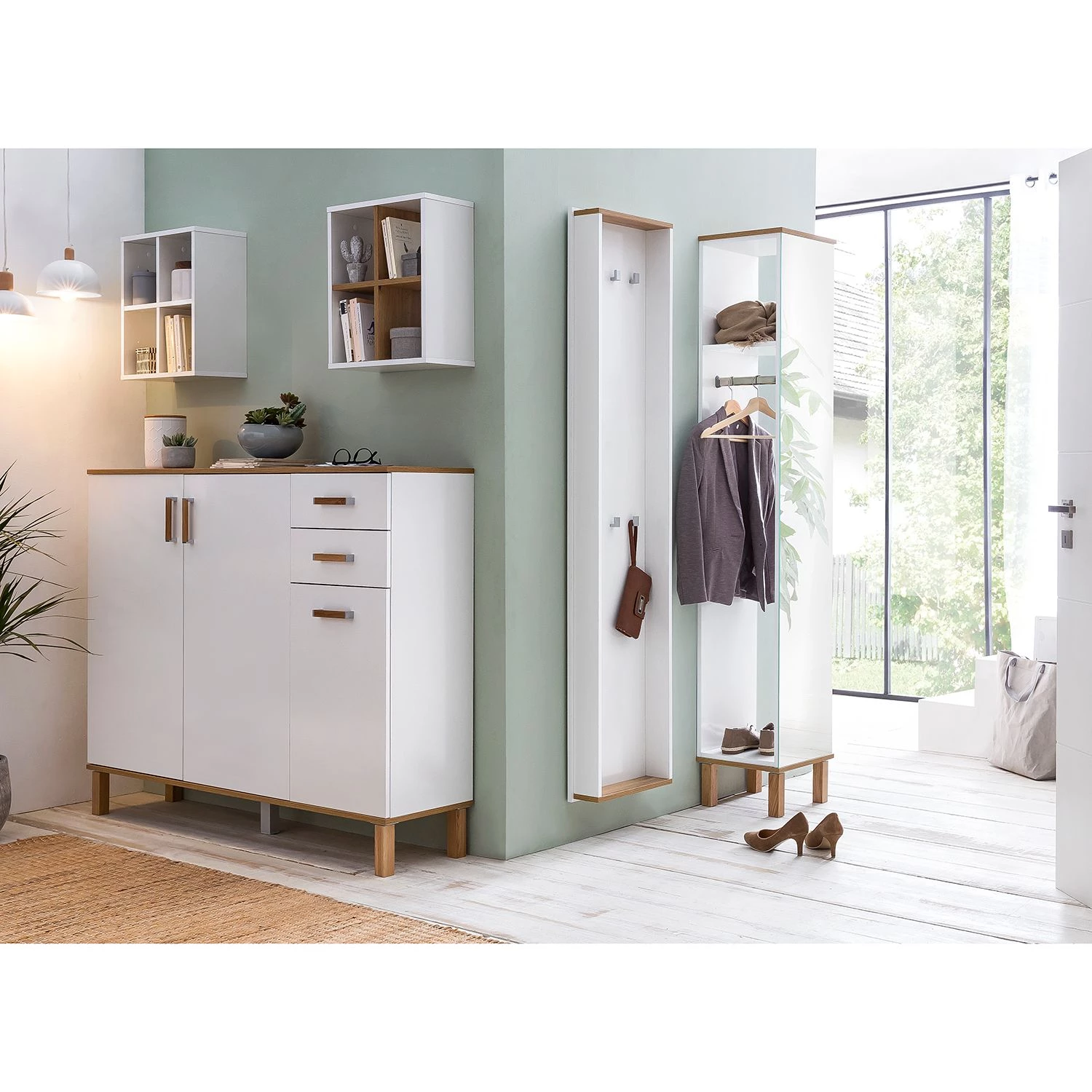 Schildmeyer Meuble à chaussures Padua - Blanc / Chêne 2 Schildmeyer Meuble à chaussures Padua - Blanc / Chêne – Image 2