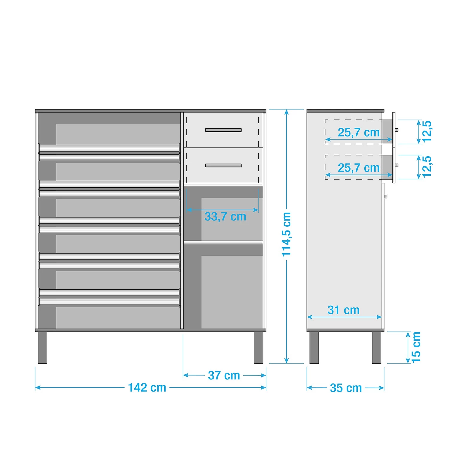 Schildmeyer Meuble à chaussures Padua - Blanc / Chêne 8 Schildmeyer Meuble à chaussures Padua - Blanc / Chêne – Image 8