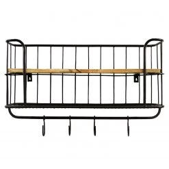 Red Living Porte-manteau mural Solla - Noir / Imitation chêne