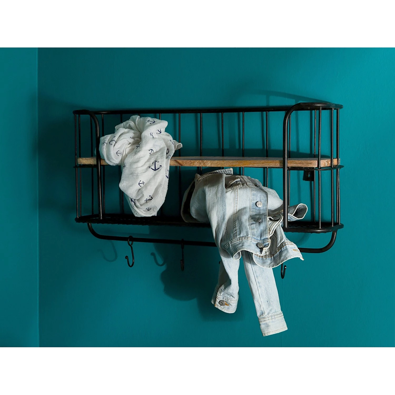 Red Living Porte-manteau mural Solla - Noir / Imitation chêne 2 Red Living Porte-manteau mural Solla - Noir / Imitation chêne – Image 2